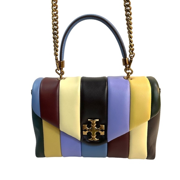 TORY BURCH KIRA SMALL PATCHWORK SATCHEL SHOULDER BAG MULTICOLORED BAG DUST BAG - Picture 8 of 16